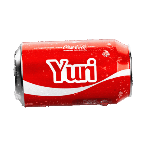 Sponsored gif. A red can of Coca-Cola with the name "Yuri" spins horizontally.