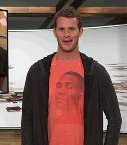 TV gif. Daniel Tosh on Tosh.0 smiles at us with an exaggerated wink.
