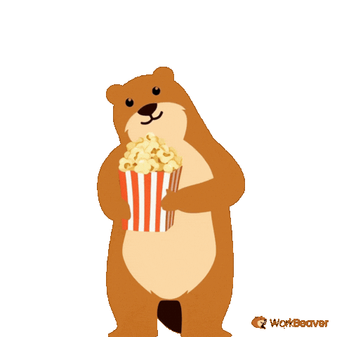 Eating Popcorn Snacking Sticker by WorkBeaver