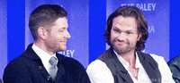 aborddelimpala high five jensen ackles fist bump jared padalecki GIF