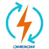 omexom blue arrow orange energy Sticker