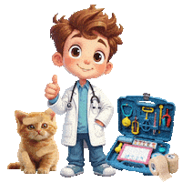 Boys Girls Sick Kitten Sticker