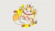 SenkiGirl cat fall autumn leaf GIF