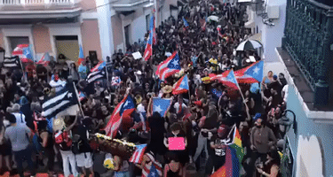 Jubilant Demonstrators Celebrate as Puerto Rico's Rossello Steps Down