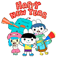 Happy New Year Fireworks Sticker by Fun Cican
