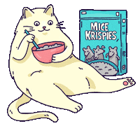 Hungry Cat Sticker by Michelle Porucznik