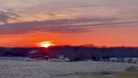 Rising Sun Glows Over Frost-Covered Gettysburg