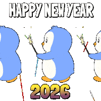Happy New Year Penguin Sticker by Pudgy Penguins
