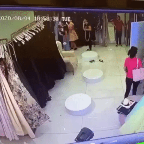 CCTV From Inside Dress Shop Captures Moment of Beirut Explosion