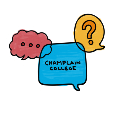Question Mark Bubbles Sticker by Champlain College