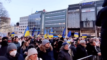 Zelensky Speaks by Video Link to Crowd in Bratislava