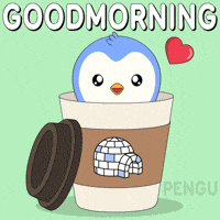 Good Morning Coffee GIF by Pudgy Penguins