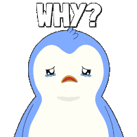 Why Me No Sticker by Pudgy Penguins