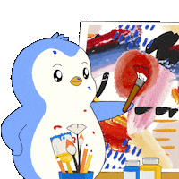 Bob Ross Art Sticker by Pudgy Penguins