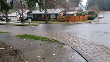 Residential Streets Flood Near Creek in Northern Washington