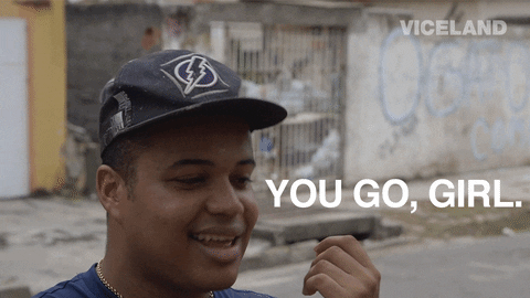 High Five You Go Girl GIF by GAYCATION with Ellen Page and Ian Daniel