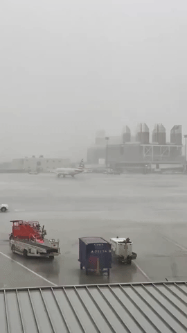 Wind and Rain Lash Boston Airport