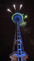 Space Needle Fireworks After the Super Bowl