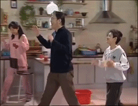 home with kids jia you er nv GIF