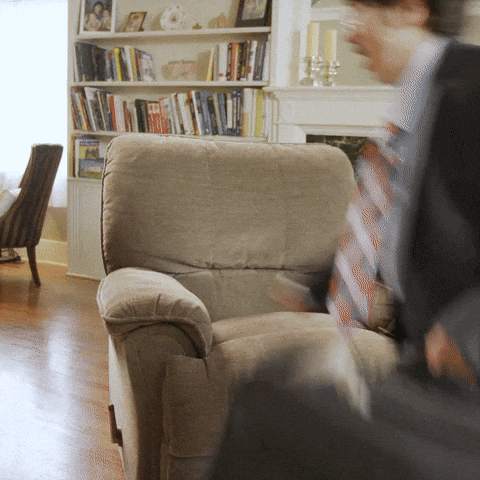 Tired Recliner GIF by Natalie Palamides