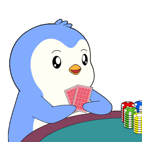 Poker Face Penguin Sticker by Pudgy Penguins