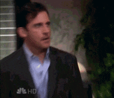 The Office gif. Steve Carell as Michael Stands awkwardly as he looks around feeling-self conscious, saying "Game. Set. Match...Point..." He's about to leave but then comes back to say, "Game over...End of game." 