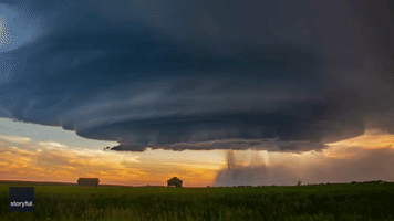 Spectacular Supercell Sweeps Over Rural Saskatchewan