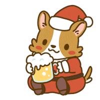 Welsh Corgi Drinking Sticker by Lazy Corgi