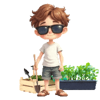 Boys Girls Gardening Sticker