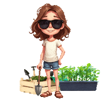 Boys Girls Gardening Sticker