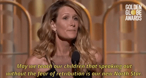laura dern may we teach our children that speaking out without the fear of retribution is our new north star GIF by Golden Globes