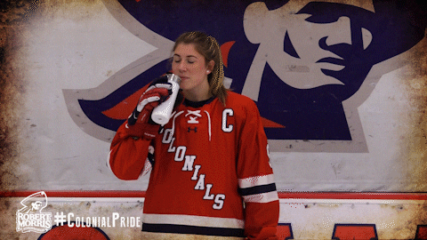 ice hockey drinking GIF by Robert Morris University Athletics