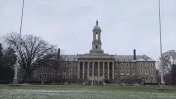 Snow Sprinkles Down Over Penn State Campus