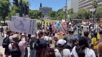 Protesters Rally at Los Angeles City Hall
