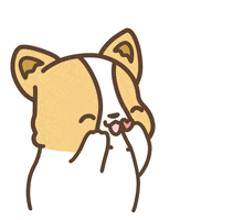 Cartoon gif. Corgiyolk sticks out his tongue and blows kisses with alternating paws as a heart floats into the air with each smooch. 