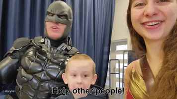 Batman Impersonator Visits Ukrainian Children