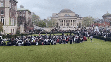 Crowds Chant at Columbia University in Solidarity With Arrested Pro-Gaza Protesters