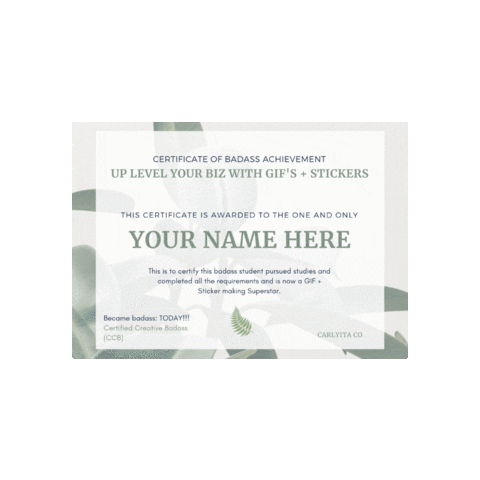 Badass Certificate Sticker by Carlyita