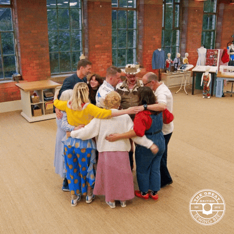 Friends Hug GIF by The Great British Sewing Bee
