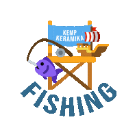 kempkeramika fish boat fishing camp Sticker