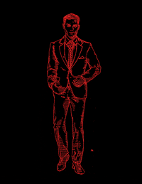 the glowing man in black GIF