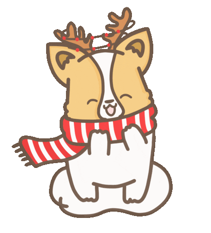 Merry Christmas Dog Sticker by corgiyolk