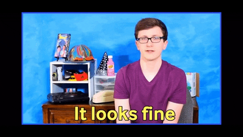kobiewilcox giphygifmaker neutral scott the woz it looks fine GIF