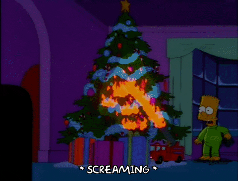 burning christmas tree GIF