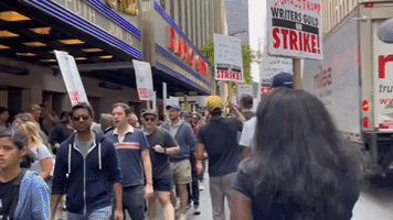 WGA Members Strike at Radio City Music Hall in Manhattan