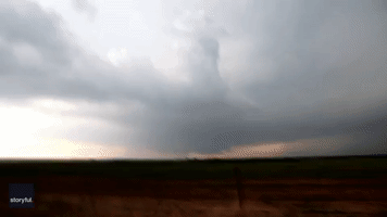 Funnels Form From Wall Cloud in Northern Texas