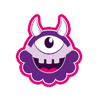 LouriBike happy pink monster purple Sticker