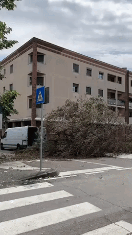 Storm Debris Litters Streets in Northern Italy After Possible Tornado