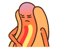 Disgusted Hotdog Sticker by Polygonal Mind