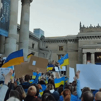 Pro-Ukraine Protesters Demonstrate in Warsaw as Biden Visits Poland